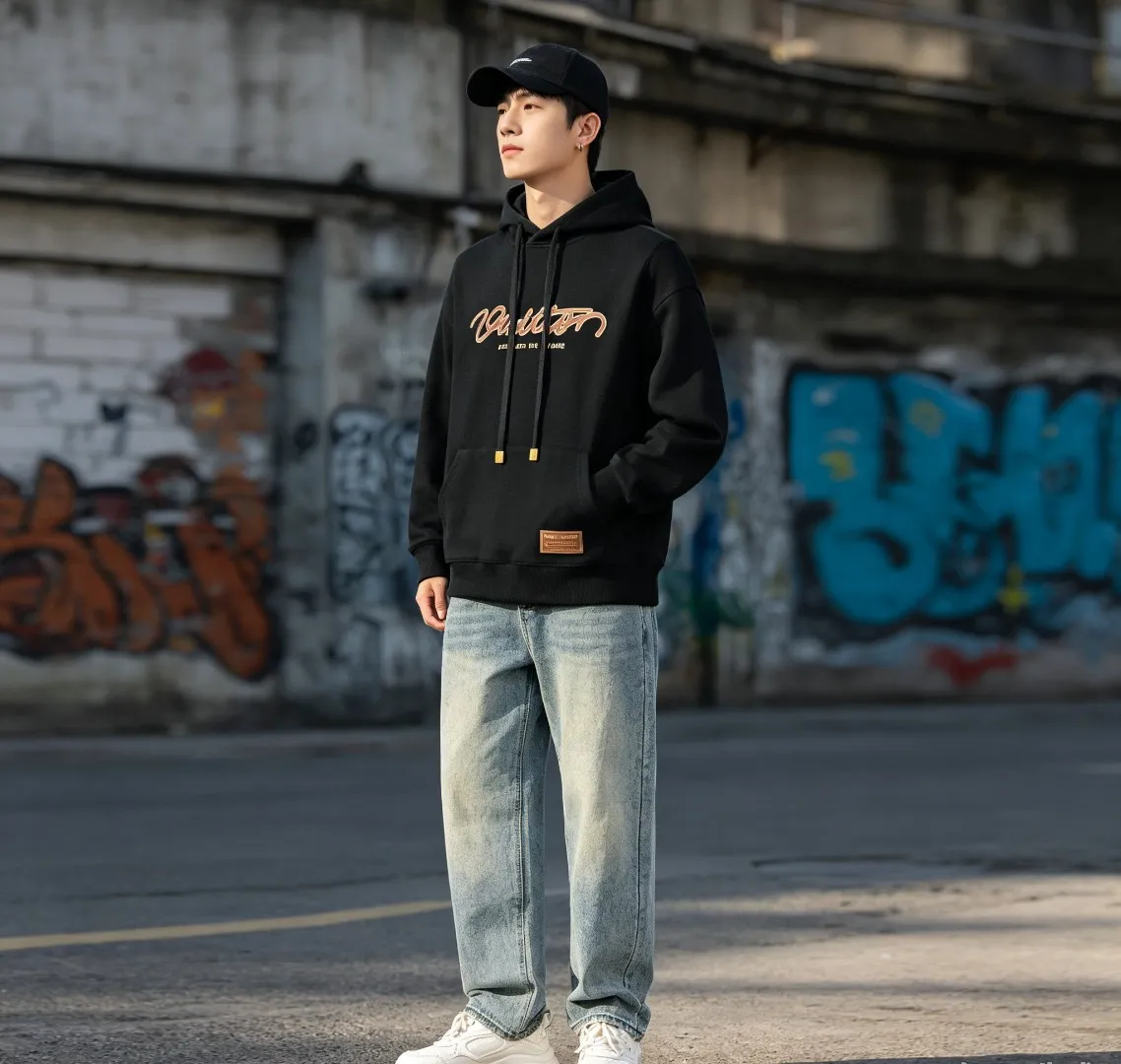 Louis Vuitton Signature Letter Pattern Printed Hooded Sweatshirt